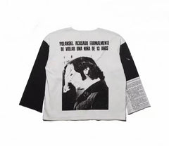 ERD Grunge Newspaper Print Streetwear Long Sleeve Top