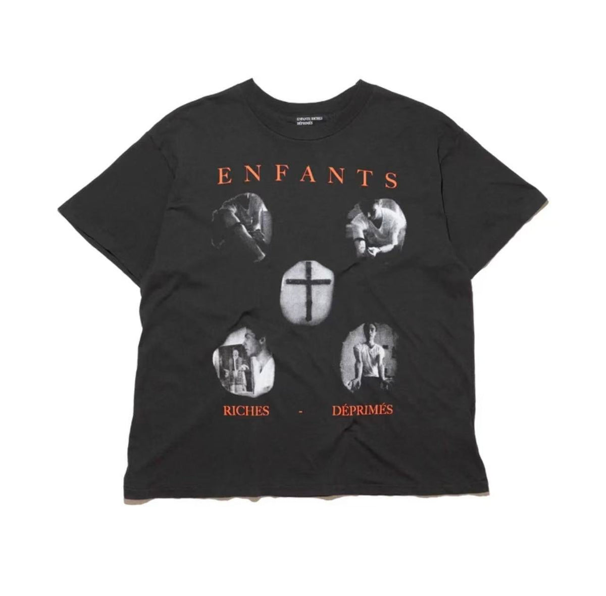 ERD Orange Accent Cross Graphic Cropped T‑Shirt
