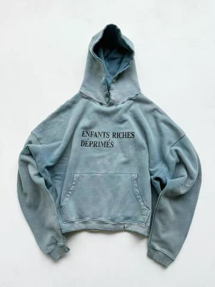 1. ERD Enfants Riches Déprimés Raw‑Edge Cropped Pullover Hoodie