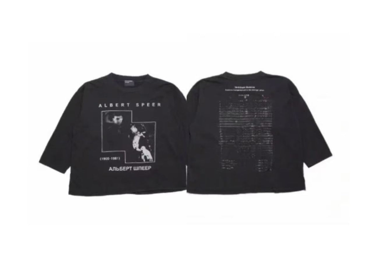 ERD Albert Speer Dual‑Sided 3/4 Sleeve Cropped Tee