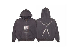 ERD Grunge Art Archive Streetwear Zip‑Up Hoodie