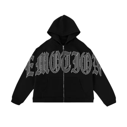 Mixed Emotion Black “Signature” Rhinestone hoodie