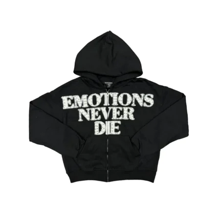 Mixedemotion Black ‘End’ Rhinestone hoodie