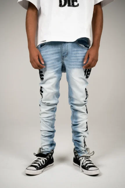 Mixedemotion Monogram Denim Light Blue Wash