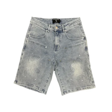 Mixedemotion ‘Paisley’ Denim Blue Shorts