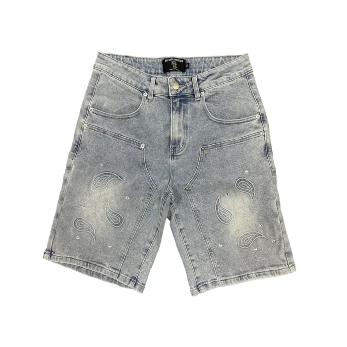 Mixedemotion ‘Paisley’ Denim Blue Shorts